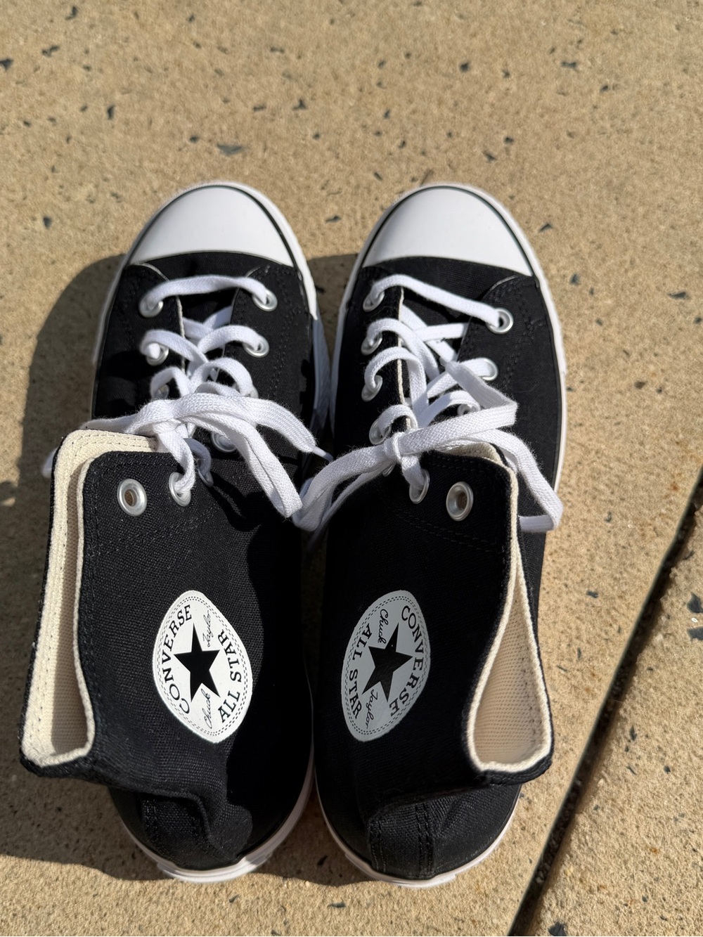 Converse Black and White Classic Platform High-Top Sneakers 10.5